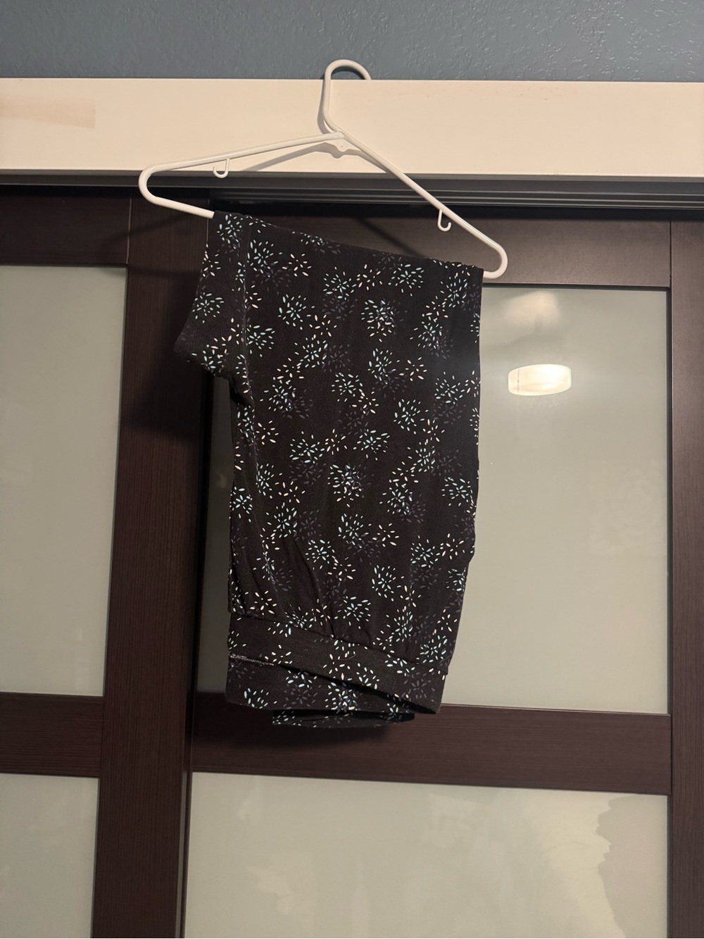 Alfani Black Pajama Pants with Teal and Light Blue Dot Print